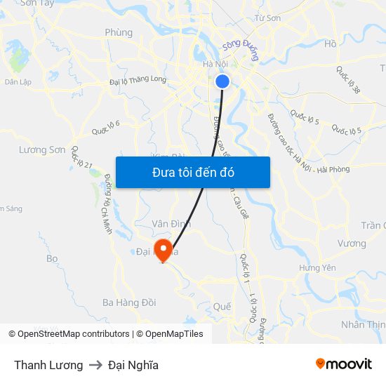 Thanh Lương to Đại Nghĩa map