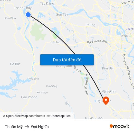 Thuần Mỹ to Đại Nghĩa map