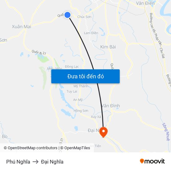 Phú Nghĩa to Đại Nghĩa map