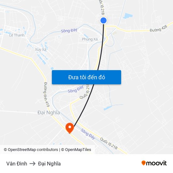 Vân Đình to Đại Nghĩa map