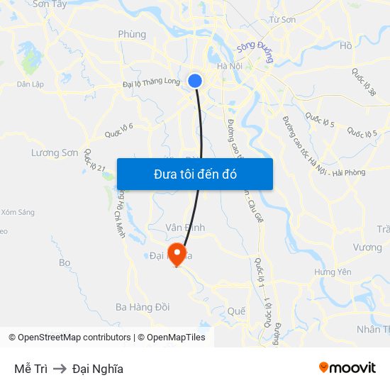 Mễ Trì to Đại Nghĩa map