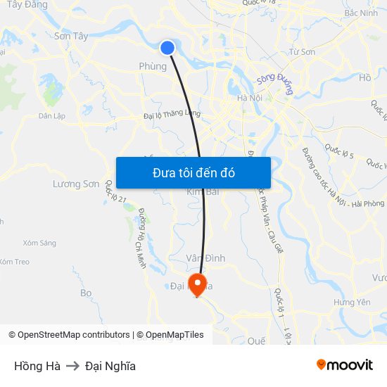 Hồng Hà to Đại Nghĩa map