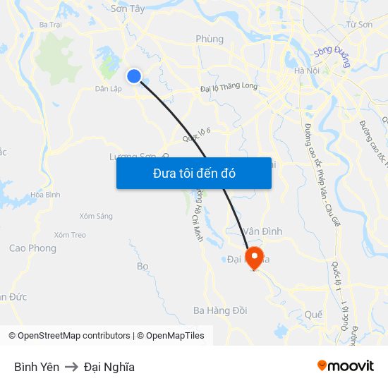 Bình Yên to Đại Nghĩa map