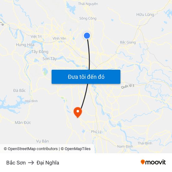 Bắc Sơn to Đại Nghĩa map