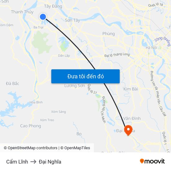 Cẩm Lĩnh to Đại Nghĩa map