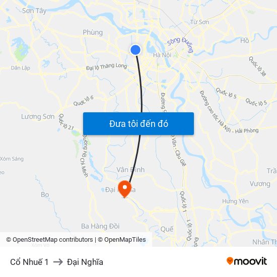 Cổ Nhuế 1 to Đại Nghĩa map