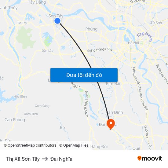 Thị Xã Sơn Tây to Đại Nghĩa map