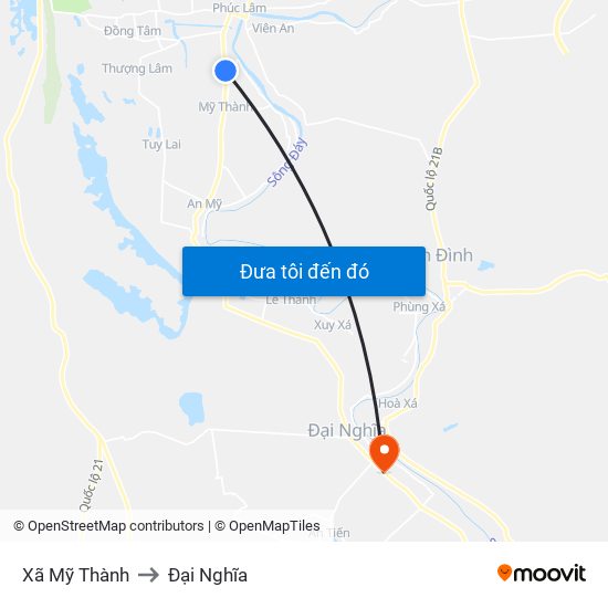 Xã Mỹ Thành to Đại Nghĩa map