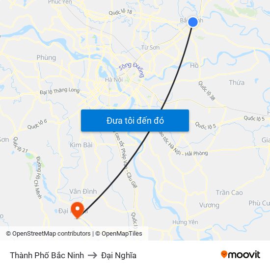 Thành Phố Bắc Ninh to Đại Nghĩa map