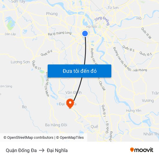 Quận Đống Đa to Đại Nghĩa map