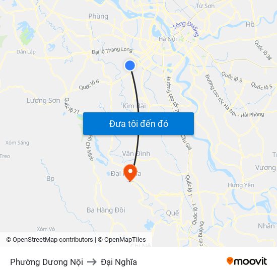 Phường Dương Nội to Đại Nghĩa map