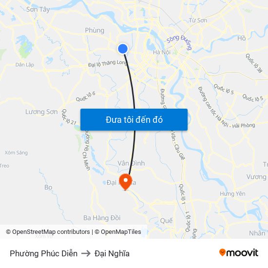 Phường Phúc Diễn to Đại Nghĩa map