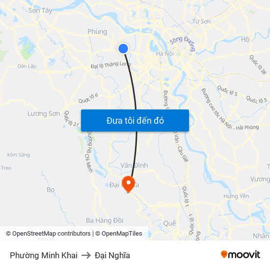 Phường Minh Khai to Đại Nghĩa map
