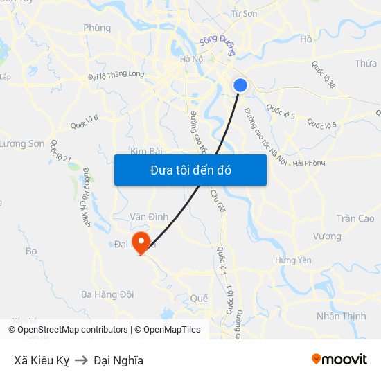 Xã Kiêu Kỵ to Đại Nghĩa map