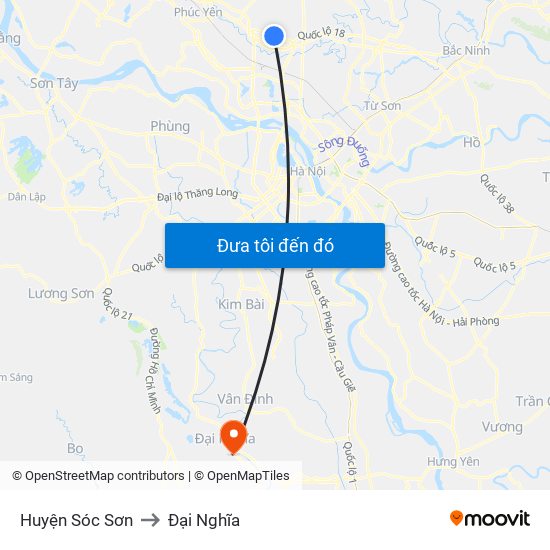 Huyện Sóc Sơn to Đại Nghĩa map