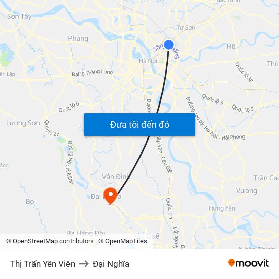 Thị Trấn Yên Viên to Đại Nghĩa map