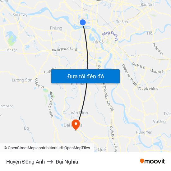 Huyện Đông Anh to Đại Nghĩa map