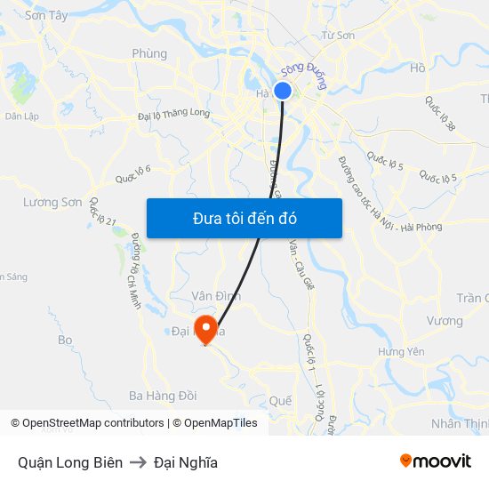 Quận Long Biên to Đại Nghĩa map