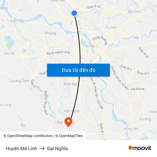 Huyện Mê Linh to Đại Nghĩa map