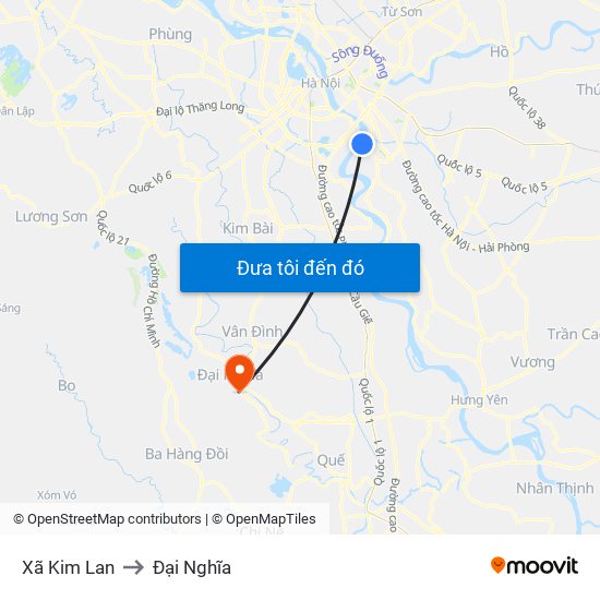 Xã Kim Lan to Đại Nghĩa map