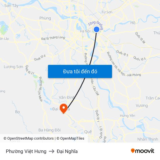 Phường Việt Hưng to Đại Nghĩa map