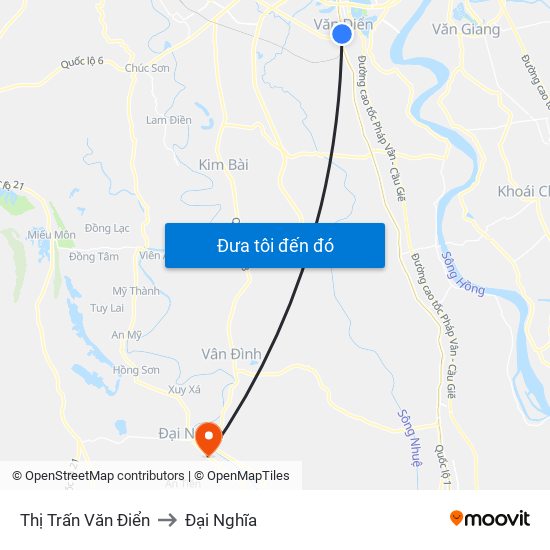 Thị Trấn Văn Điển to Đại Nghĩa map