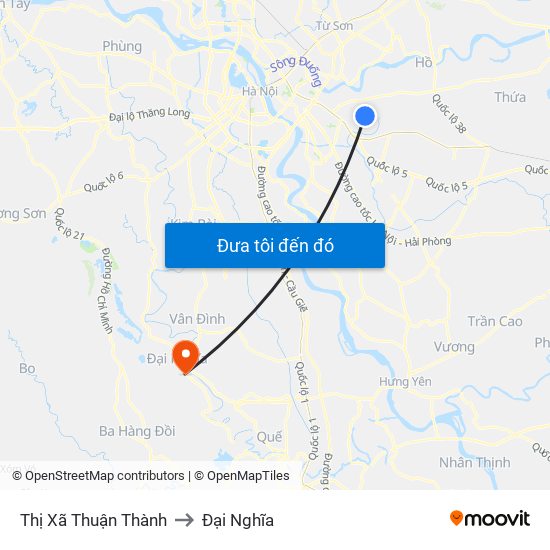 Thị Xã Thuận Thành to Đại Nghĩa map