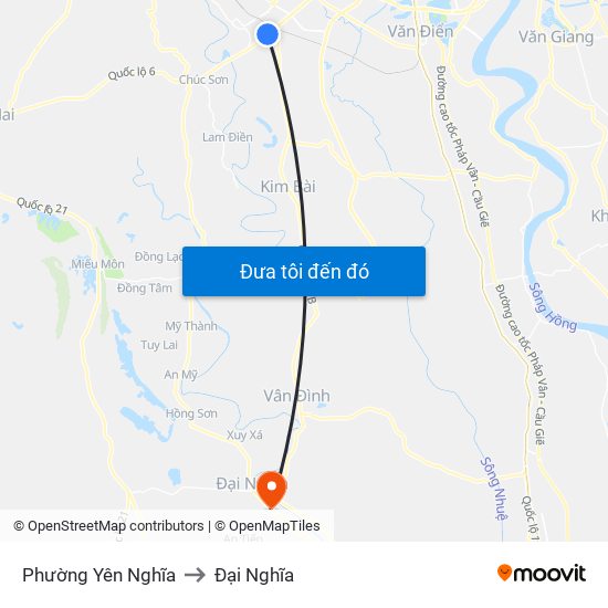 Phường Yên Nghĩa to Đại Nghĩa map