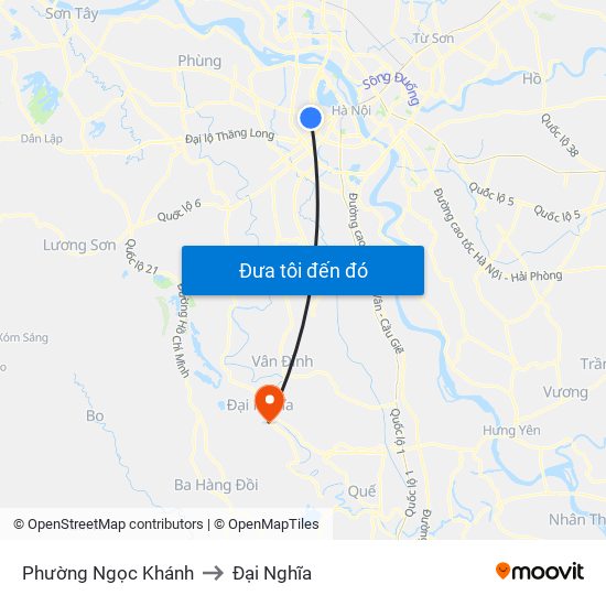 Phường Ngọc Khánh to Đại Nghĩa map