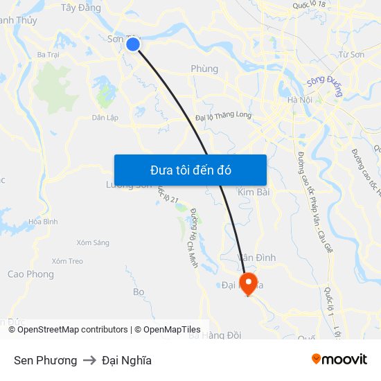 Sen Phương to Đại Nghĩa map