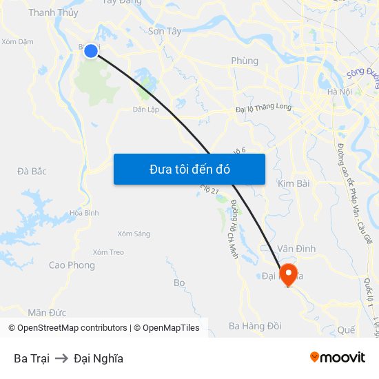 Ba Trại to Đại Nghĩa map