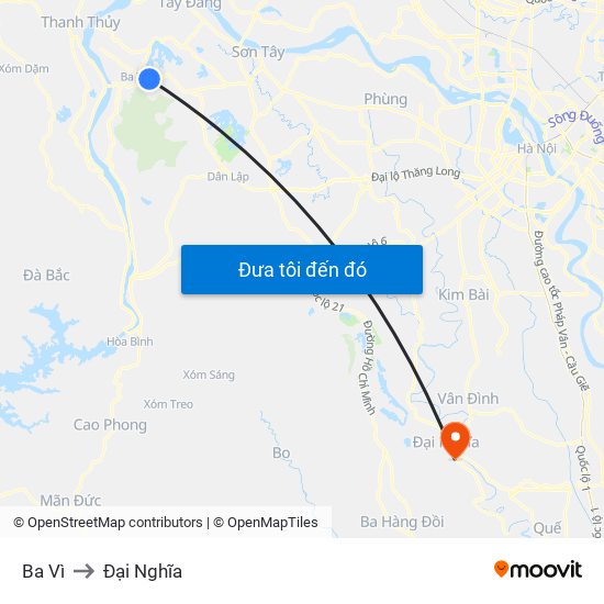 Ba Vì to Đại Nghĩa map