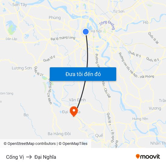 Cống Vị to Đại Nghĩa map