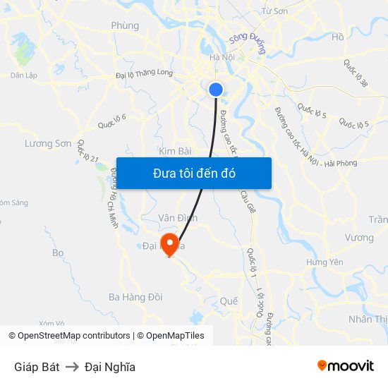 Giáp Bát to Đại Nghĩa map