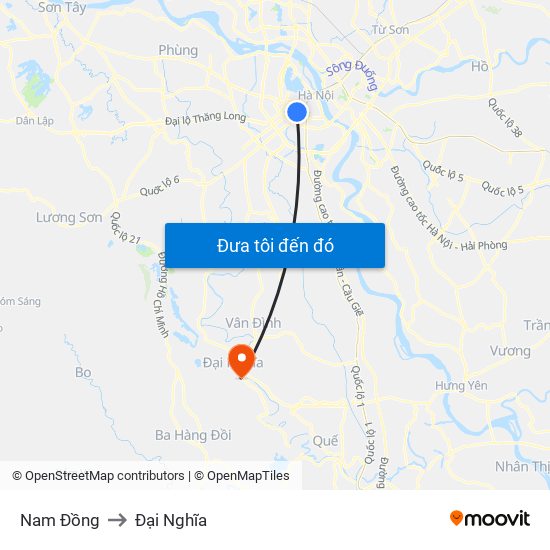 Nam Đồng to Đại Nghĩa map