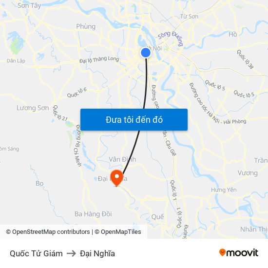 Quốc Tử Giám to Đại Nghĩa map