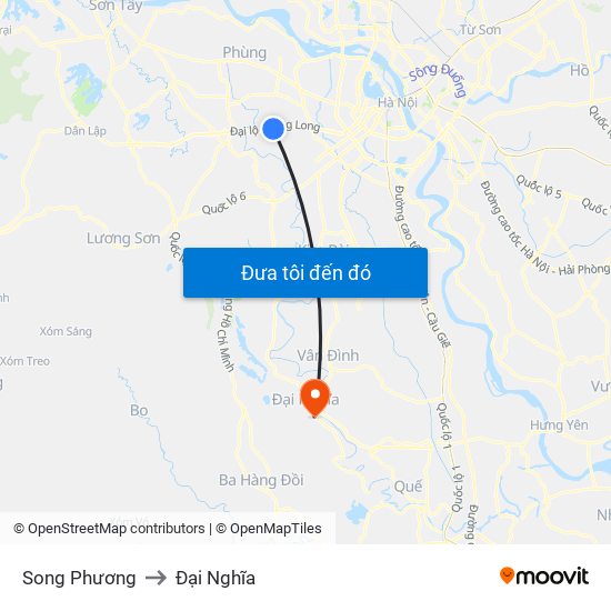 Song Phương to Đại Nghĩa map