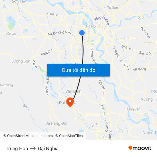 Trung Hòa to Đại Nghĩa map