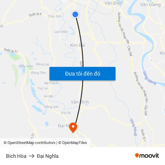 Bích Hòa to Đại Nghĩa map