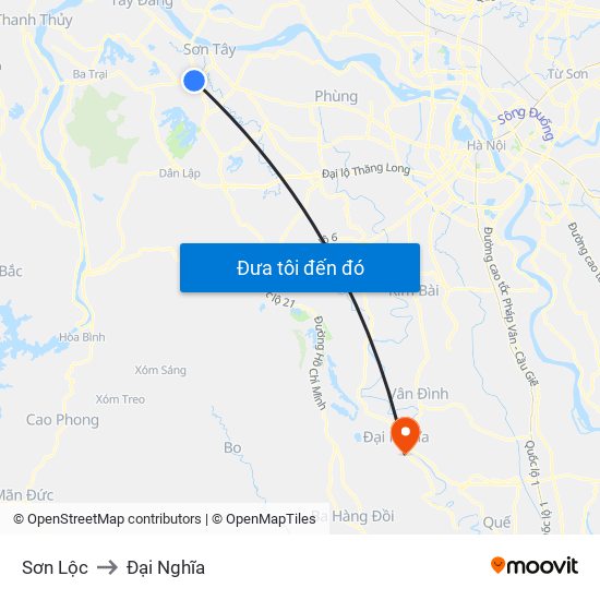 Sơn Lộc to Đại Nghĩa map