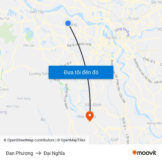 Đan Phượng to Đại Nghĩa map