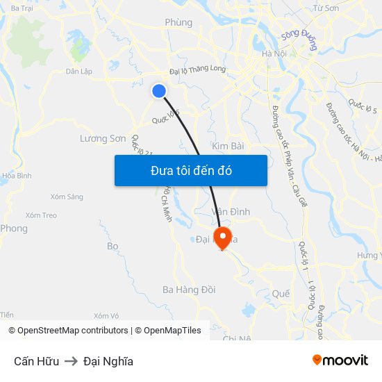 Cấn Hữu to Đại Nghĩa map