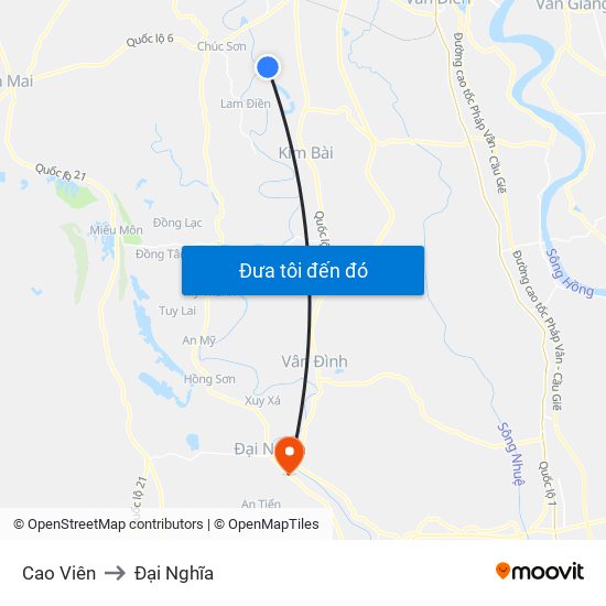 Cao Viên to Đại Nghĩa map