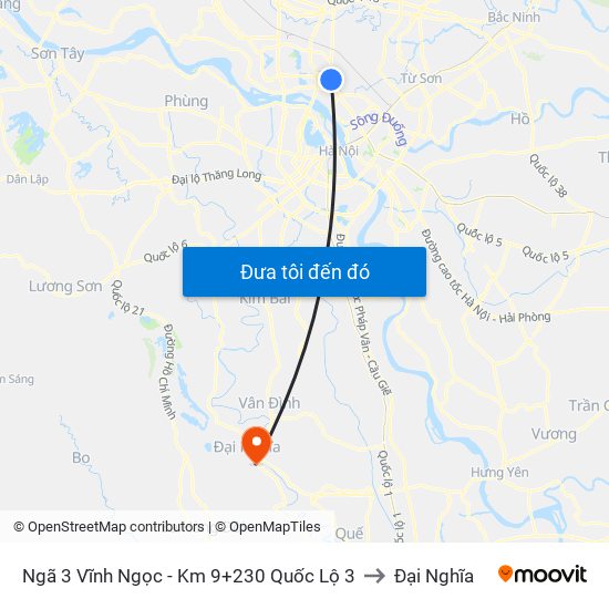 Ngã 3 Vĩnh Ngọc - Km 9+230 Quốc Lộ 3 to Đại Nghĩa map