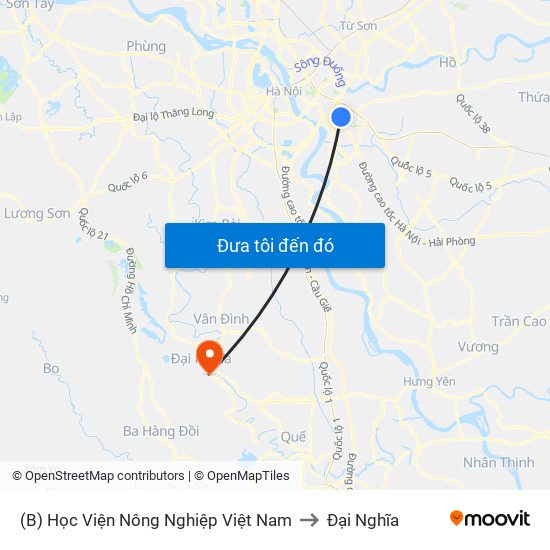 (B) Học Viện Nông Nghiệp Việt Nam to Đại Nghĩa map