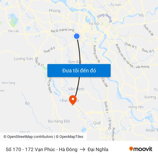 Số 170 - 172 Vạn Phúc - Hà Đông to Đại Nghĩa map