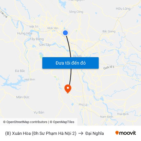 (B) Xuân Hòa (Đh Sư Phạm Hà Nội 2) to Đại Nghĩa map