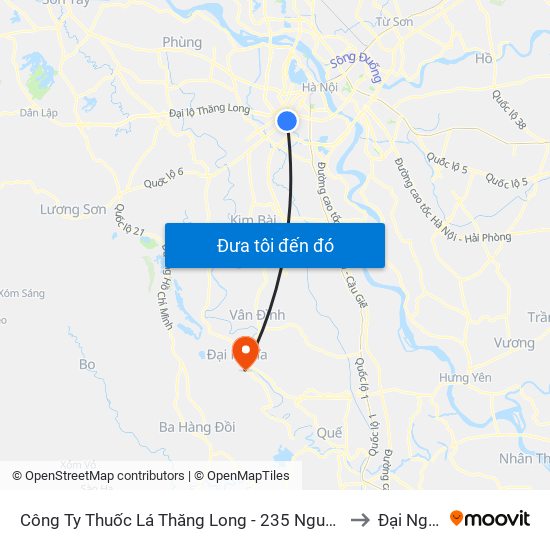 Công Ty Thuốc Lá Thăng Long - 235 Nguyễn Trãi to Đại Nghĩa map