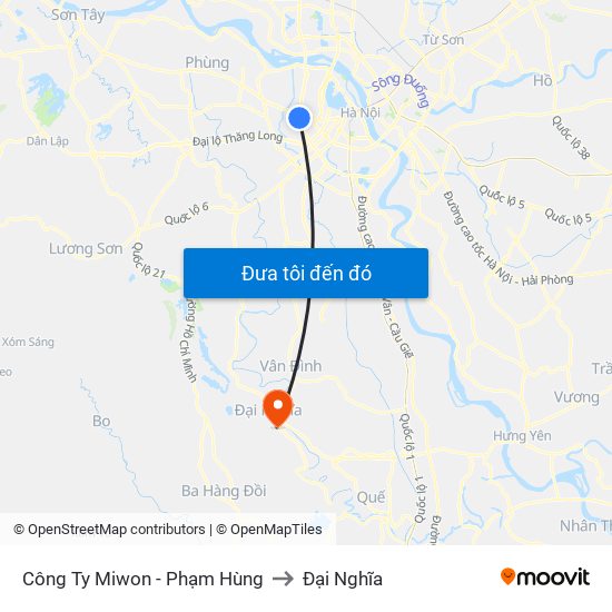 Công Ty Miwon - Phạm Hùng to Đại Nghĩa map