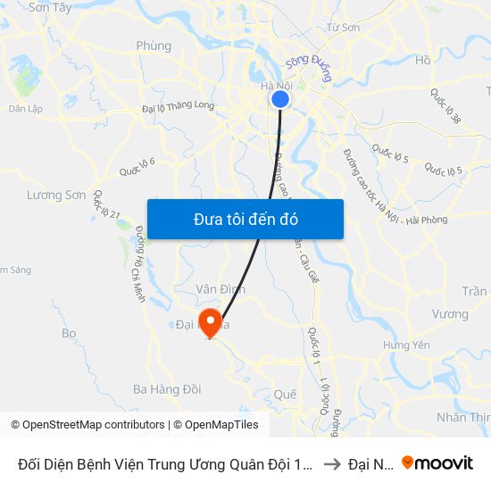 Đối Diện Bệnh Viện Trung Ương Quân Đội 108 - Trần Hưng Đạo to Đại Nghĩa map